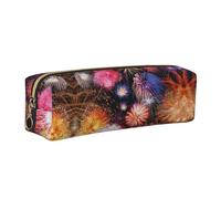 DNBCLEZK Beautiful Fireworks Cute Leather Pencil Case,Premium Smooth Zipper Durable Metal Puller,Full-Print Designer Stationery Organizer for School Office
