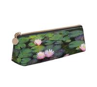 DNBCLEZK Beautiful Lotus Flower Cute Leather Triangular Pencil Case,Premium Smooth Zipper Durable Metal Puller,Full-Print Designer Stationery Organizer for School Office