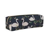 DNBCLEZK Beautiful White Swans On The Lake Cute Leather Pencil Case,Premium Smooth Zipper Durable Metal Puller,Full-Print Designer Stationery Organizer for School Office