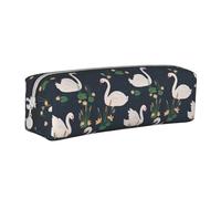DNBCLEZK Beautiful White Swans On The Lake Cute Personalised Leather Pencil Case for Girls Boys,Print Stationery Storage Pencil Case