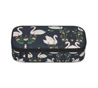 DNBCLEZK Beautiful White Swans On The Lake Large Capacity Pencil Case with Compartments,Oxford-Fabric Pen Pouch with Multi-Pocket Zipper, Aesthetic Printed Stationery Bag