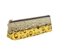 DNBCLEZK Beer Bubble Cute Leather Triangular Pencil Case,Premium Smooth Zipper Durable Metal Puller,Full-Print Designer Stationery Organizer for School Office