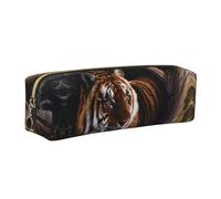 DNBCLEZK Bengal Tiger Cute Leather Pencil Case,Premium Smooth Zipper Durable Metal Puller,Full-Print Designer Stationery Organizer for School Office