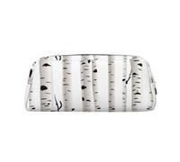 DNBCLEZK Birch Tree Customizable Leather Zipper Pencil Case, Full-Print Design School and Office Stationery Holder (Personalized Pattern)