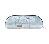 DNBCLEZK Birds in The Park On A Snowy Day Leather Pencil Case for Girls Boys,Print Cute Personalised Pencil Case Stationery Storage Bags