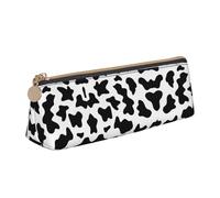 DNBCLEZK Black and White Cow Print Pencil Case for Girls Boys,Print Leather Cute Personalised Stationery Storage Bags