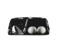 DNBCLEZK Black and White Golf Cute Leather Pencil Case for Girls Boys,Print Personalised Pencil Case Stationery Storage Bags