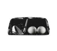 DNBCLEZK Black and White Golf Cute Leather Pencil Case for Girls Boys,Print Personalised Pencil Case Stationery Storage Bags