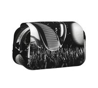 DNBCLEZK Black and White Golf Flip Top Double Layer Pencil Case,Full Print Oxford-Cloth Stationery Pouch with Zipper and Sticky Flap,Large Capacity Pencil Bag
