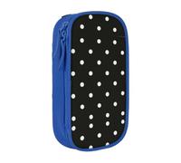 DNBCLEZK Black and White Polka Dot Double Layer Large Capacity Pencil Case,Print Polyester Oxford-Cloth Stationery Pouch with Multi Slots, Multi-Compartment Storage Bag