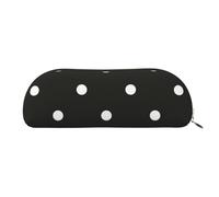DNBCLEZK Black and White Polka Dot Leather Pencil Case for Girls Boys,Print Cute Personalised Pencil Case Stationery Storage Bags