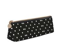 DNBCLEZK Black and White Polka Dot Pencil Case for Girls Boys,Print Leather Cute Personalised Stationery Storage Bags