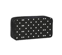 DNBCLEZK Black and White Polka Dot Simple Large-Capacity Pencil Case with Full Print,600d Oxford-Fabric,Durable Sturdy,Smooth Zipper, Pen Holder for School Office Travel