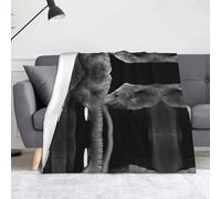 DNBCLEZK Black And White Two Elephants 60x50 Inch Flannel Fleece Blanket-Ultra Soft,Lightweight Warm, Anti-Pilling,Perfect For Sofa,Camping,Travel