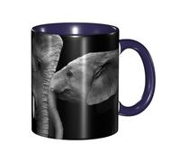 DNBCLEZK Black and White Two Elephants Double Color Full Wrap Design Ceramic Mug,Coffee Cup with Smooth Gloss Finish, Heat-Resistant Safe, Ideal for Home, Office