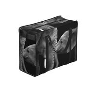 DNBCLEZK Black And White Two Elephants Large Tote Shopping Bag With Artistic Print,Water-Resistant Oxford-Fabric,Heavy Duty Carry Handles (28cm)