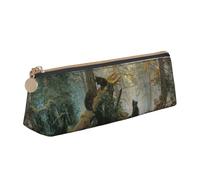 DNBCLEZK Black Bears Cute Leather Triangular Pencil Case,Premium Smooth Zipper Durable Metal Puller,Full-Print Designer Stationery Organizer for School Office