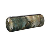 DNBCLEZK Black Bears Cute Round Leather Pencil Case,Premium Smooth Zipper Durable Metal Puller,Full-Print Designer Stationery Organizer for School Office