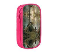 DNBCLEZK Black Bears Double Layer Large Capacity Pencil Case,Print Polyester Oxford-Cloth Stationery Pouch with Multi Slots, Multi-Compartment Storage Bag