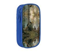 DNBCLEZK Black Bears Double Layer Large Capacity Pencil Case,Print Polyester Oxford-Cloth Stationery Pouch with Multi Slots, Multi-Compartment Storage Bag