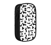 DNBCLEZK Black Dogs Double Layer Large Capacity Pencil Case,Print Polyester Oxford-Cloth Stationery Pouch with Multi Slots, Multi-Compartment Storage Bag