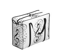 DNBCLEZK Black Music Notes Large Tote Shopping Bag With Artistic Print,Water-Resistant Oxford-Fabric,Heavy Duty Carry Handles (28cm)