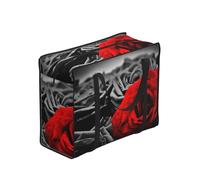 DNBCLEZK Black White And Red Roses Large Tote Shopping Bag With Artistic Print,Water-Resistant Oxford-Fabric,Heavy Duty Carry Handles (28cm)