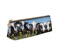 DNBCLEZK Black White Cows Pencil Case for Girls Boys,Print Leather Cute Personalised Stationery Storage Bags