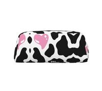 DNBCLEZK Black White Milk Cow Customizable Leather Zipper Pencil Case, Full-Print Design School and Office Stationery Holder (Personalized Pattern)