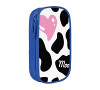DNBCLEZK Black White Milk Cow Double Layer Large Capacity Pencil Case,Print Polyester Oxford-Cloth Stationery Pouch with Multi Slots, Multi-Compartment Storage Bag