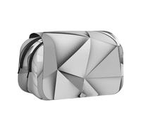 DNBCLEZK Black White Stripe Flip Top Double Layer Pencil Case,Full Print Oxford-Cloth Stationery Pouch with Zipper and Sticky Flap,Large Capacity Pencil Bag