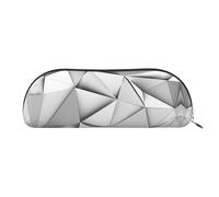 DNBCLEZK Black White Stripe Semicircular Pencil Case, Full-Pattern Printed Pen Pouch, Premium PVC Cross-Grain Leather with Polyester Lining