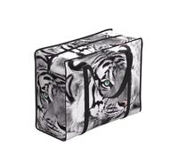 DNBCLEZK Black White Tiger Large Tote Shopping Bag With Artistic Print,Water-Resistant Oxford-Fabric,Heavy Duty Carry Handles (28cm)