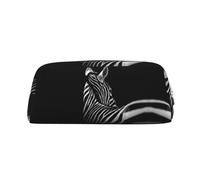 DNBCLEZK Black & White Zebra Customizable Leather Zipper Pencil Case, Full-Print Design School and Office Stationery Holder (Personalized Pattern)