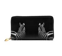 DNBCLEZK Black & White Zebra Long Leather Wristlet Wallet with Dual-Sided Print-Large Capacity Organizer with 12 Card Slots,Zippered Coin Pocket and Multiple Compartments