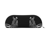 DNBCLEZK Black & White Zebra Semicircular Pencil Case, Full-Pattern Printed Pen Pouch, Premium PVC Cross-Grain Leather with Polyester Lining
