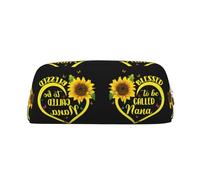 DNBCLEZK Blessed to Be Called Sunflower Customizable Leather Zipper Pencil Case, Full-Print Design School and Office Stationery Holder (Personalized Pattern)