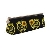 DNBCLEZK Blessed to Be Called Sunflower Cute Leather Triangular Pencil Case,Premium Smooth Zipper Durable Metal Puller,Full-Print Designer Stationery Organizer for School Office