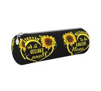 DNBCLEZK Blessed to Be Called Sunflower Cute Round Leather Pencil Case,Premium Smooth Zipper Durable Metal Puller,Full-Print Designer Stationery Organizer for School Office