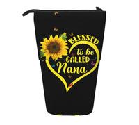 DNBCLEZK Blessed to Be Called Sunflower Expandable Pencil Case,Oxford-Fabric Telescopic Pencil Pouch with Zipper, Portable Multifunctional Stationery Bag