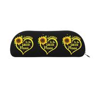 DNBCLEZK Blessed to Be Called Sunflower Semicircular Pencil Case, Full-Pattern Printed Pen Pouch, Premium PVC Cross-Grain Leather with Polyester Lining