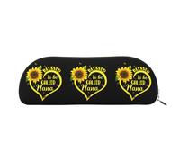 DNBCLEZK Blessed to Be Called Sunflower Semicircular Pencil Case, Full-Pattern Printed Pen Pouch, Premium PVC Cross-Grain Leather with Polyester Lining