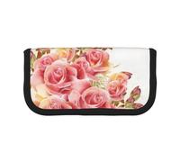 DNBCLEZK Blossom Large Canvas Pencil Case with Full Print Black Trim,Multipurpose Makeup Bag Organizer, Double Zipper Closure (19x9x5 Cm)