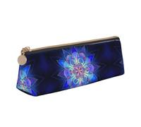 DNBCLEZK Bohemian Lotus Flower Cute Leather Triangular Pencil Case,Premium Smooth Zipper Durable Metal Puller,Full-Print Designer Stationery Organizer for School Office