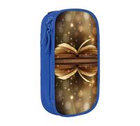 DNBCLEZK Book Under The Light Double Layer Large Capacity Pencil Case,Print Polyester Oxford-Cloth Stationery Pouch with Multi Slots, Multi-Compartment Storage Bag