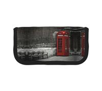 DNBCLEZK British Phone Booth Large Cute Canvas Pencil Case for Girls Boys,Print Personalised Pencil Case Stationery Storage Bags