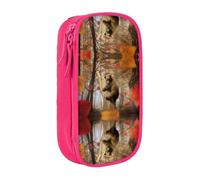DNBCLEZK Brown Bear Double Layer Large Capacity Pencil Case,Print Polyester Oxford-Cloth Stationery Pouch with Multi Slots, Multi-Compartment Storage Bag