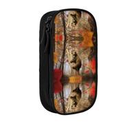DNBCLEZK Brown Bear Double Layer Large Capacity Pencil Case,Print Polyester Oxford-Cloth Stationery Pouch with Multi Slots, Multi-Compartment Storage Bag