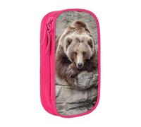 DNBCLEZK Brown Bears Double Layer Large Capacity Pencil Case,Print Polyester Oxford-Cloth Stationery Pouch with Multi Slots, Multi-Compartment Storage Bag