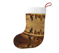 DNBCLEZK Chicago City Christmas Hanging Stocking,Double Sided Full Print Festive Sock For Fireplace And Tree,Polyester Plush For Xmas Decoration (1-Pack)
